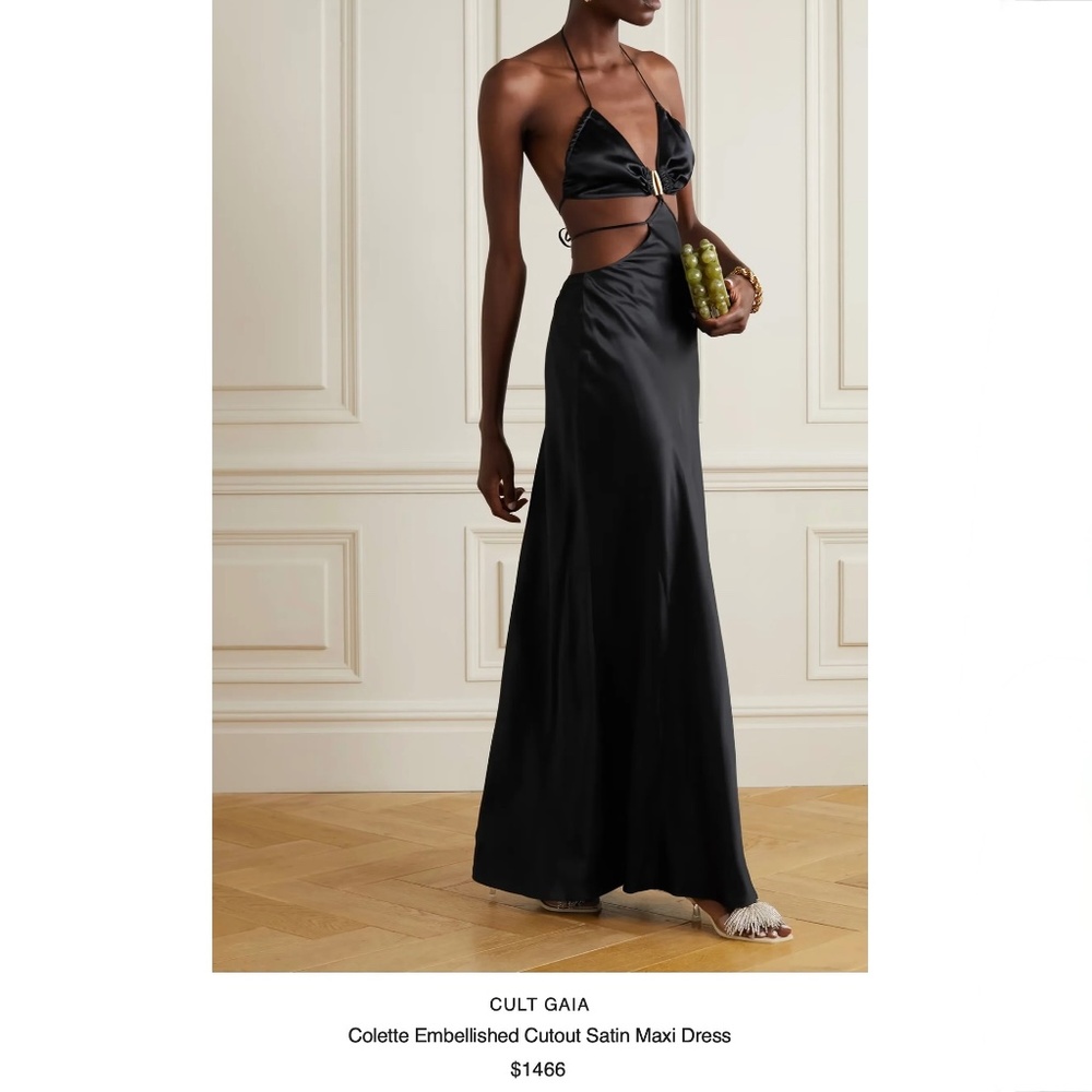 Cult Gaia Colette Embellished Cutout Satin Maxi Dress New With Tags - Picture 6 of 11